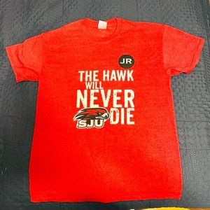 SJU St Joseph's University Hawk Will Never Die Adult M Gildan Short Sleeve Shirt